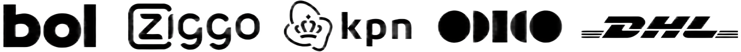 Logo's van Bol, Ziggo, KPN, Odido en DHL